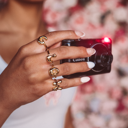 GlowHouse Letters Ring Set